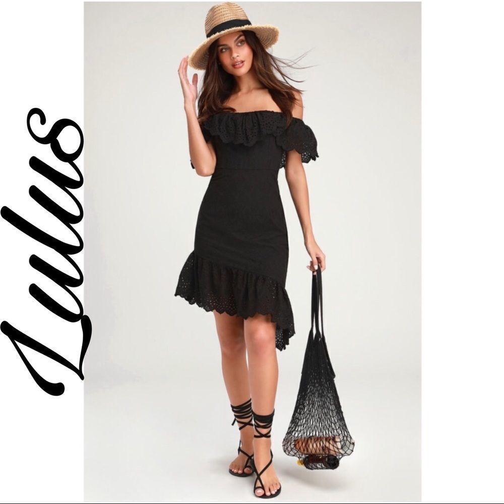 ✨Amberly Black Eyelet Lace Off-the-Shoulder Dress✨